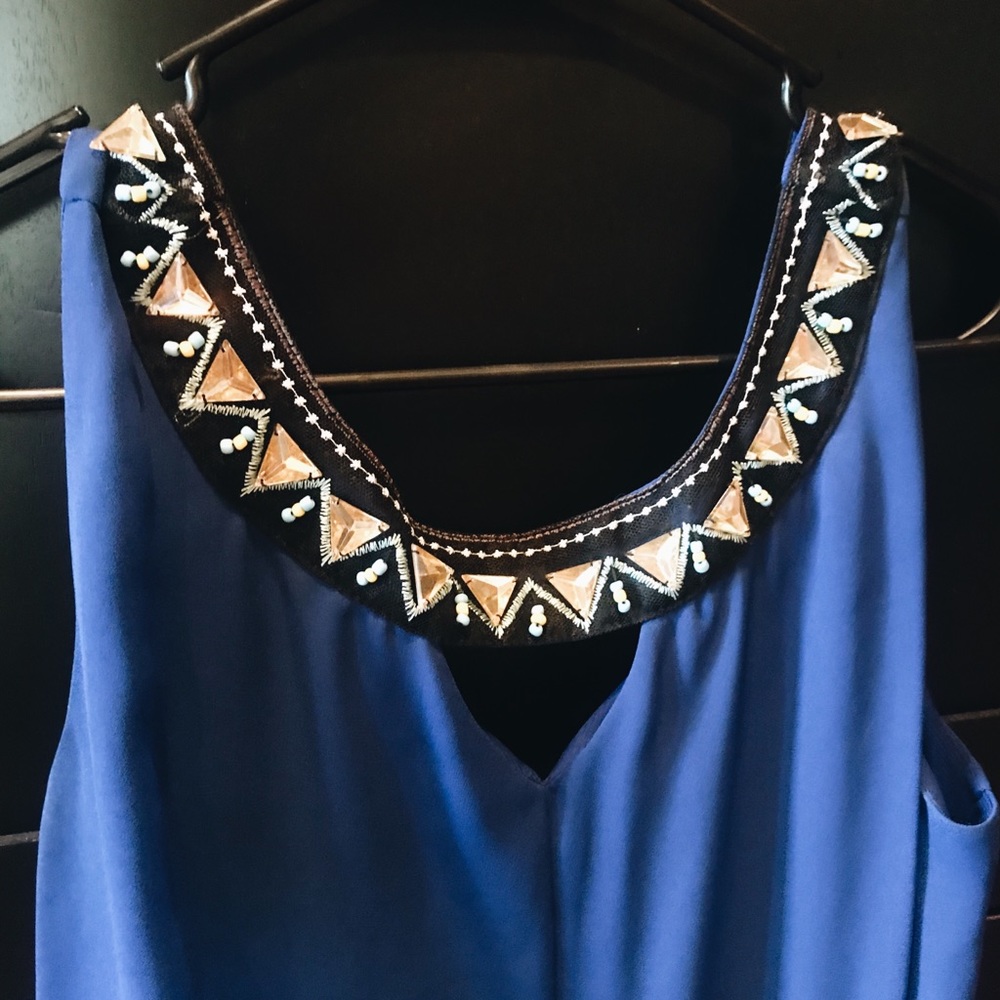 Navy Embellished Swing Top